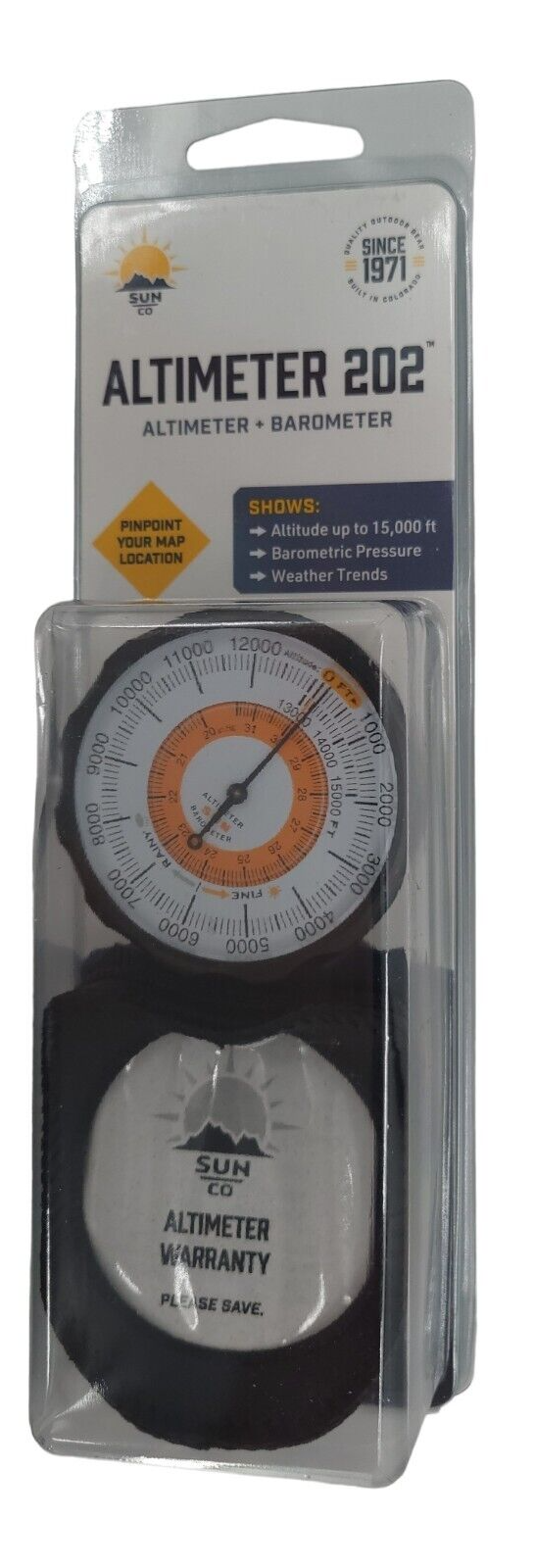 Sun Company Altimeter 202 - Battery-Free Altimeter and Barometer (Feet)