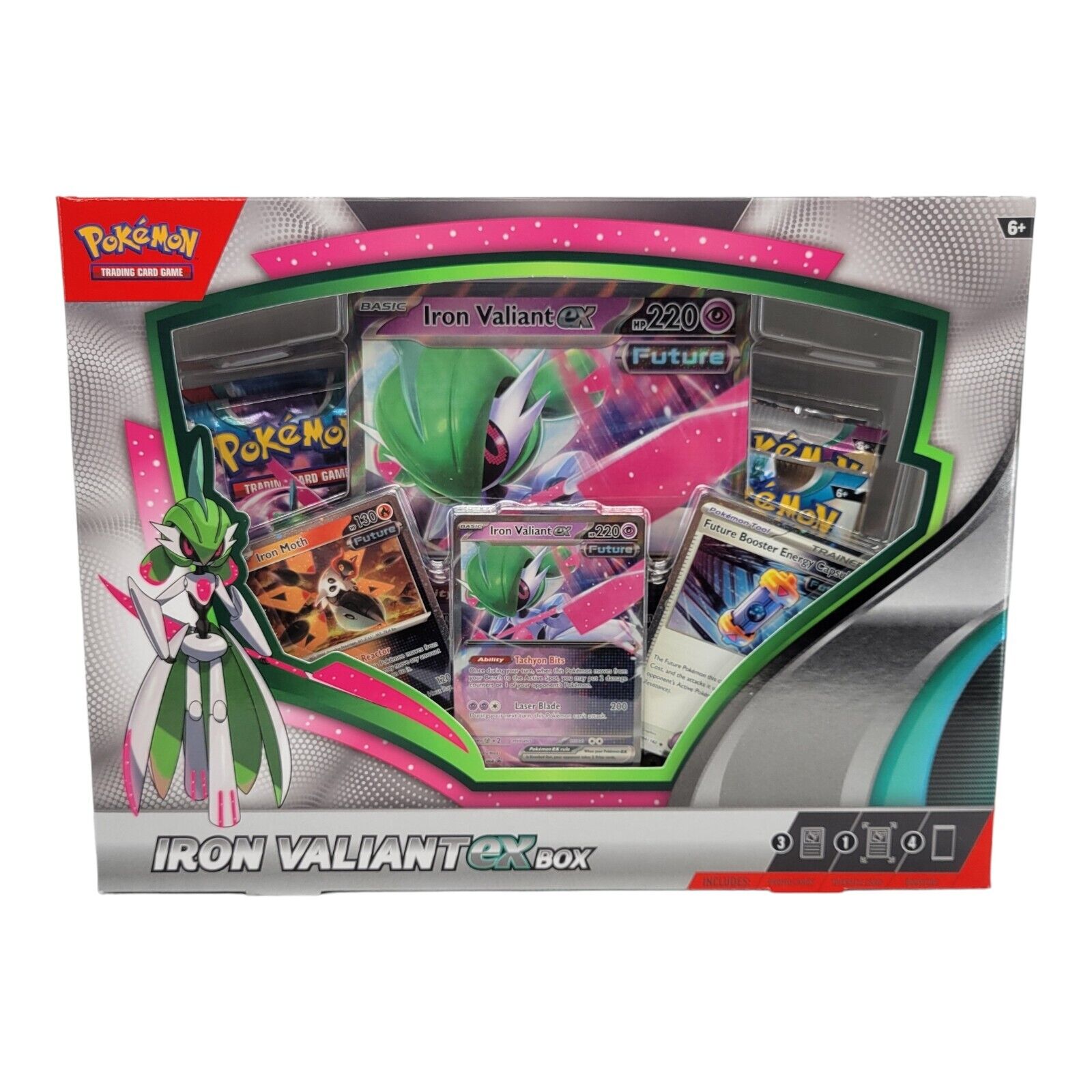 Nintendo Pokemon TCG Iron Valiant ex Card Box 4 Booster Packs Trading Card Game