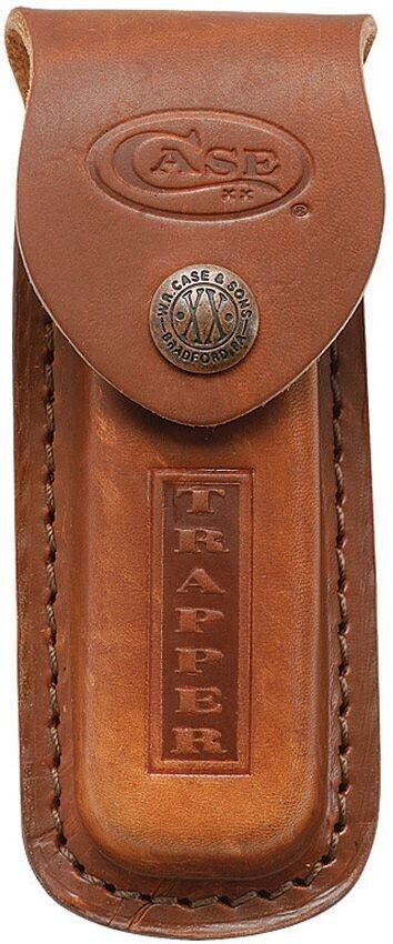 Case Medium Job Brown Leather Trapper Sheath Case for Folding Pocket Knife 5.5"