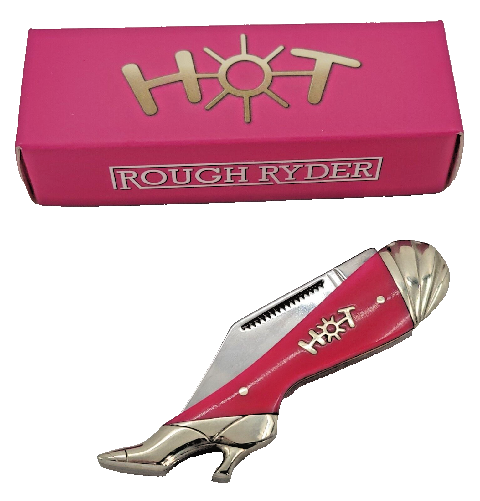 Rough Rider Small Leg Hot Pink Bone Handle Stainless Folding Blade Knife