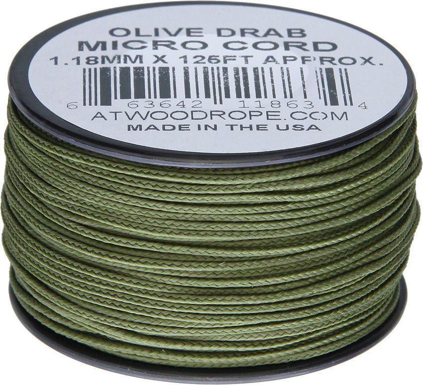 Atwood Rope Mfg Micro Cord Paracord 1.18mm 3/64" 125ft Spool USA Made