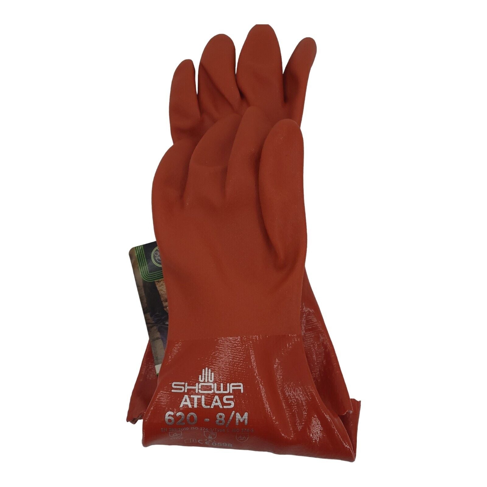 Showa Atlas Unisex Indoor/Outdoor Chemical Gloves Orange 1 pair