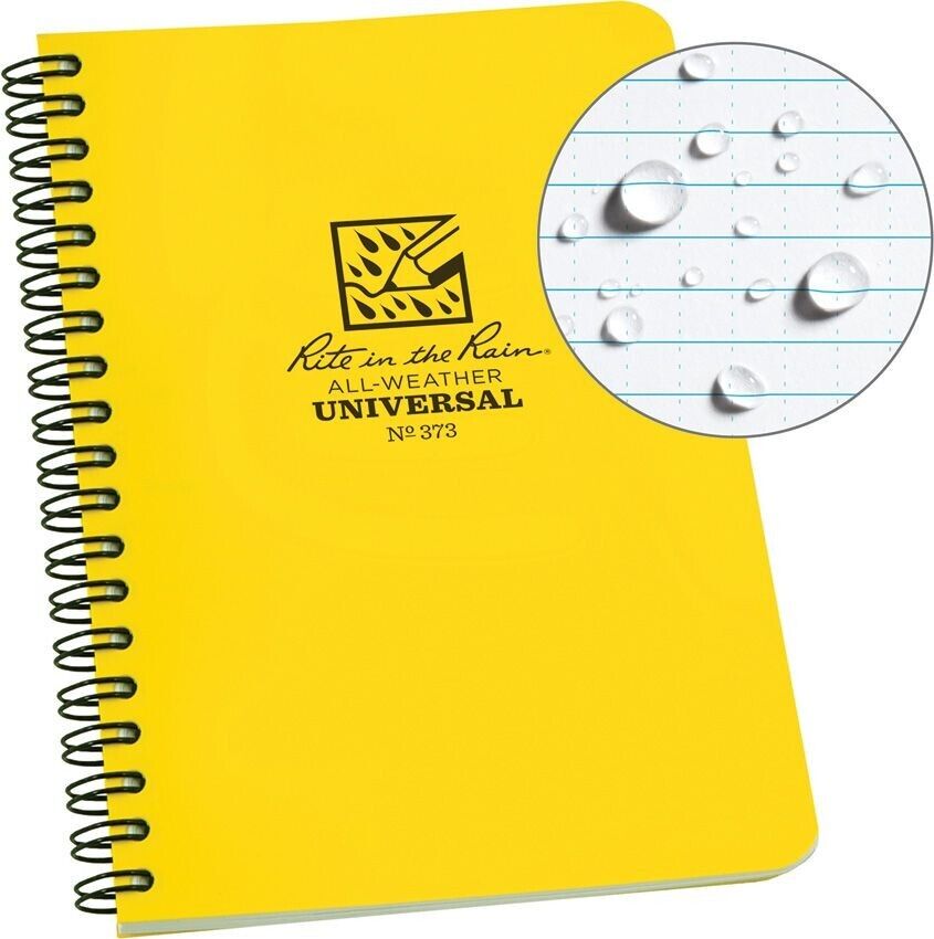 Rite in the Rain Notebook Weatherproof Side Spiral Yellow Cover 4 5/8" x 7"