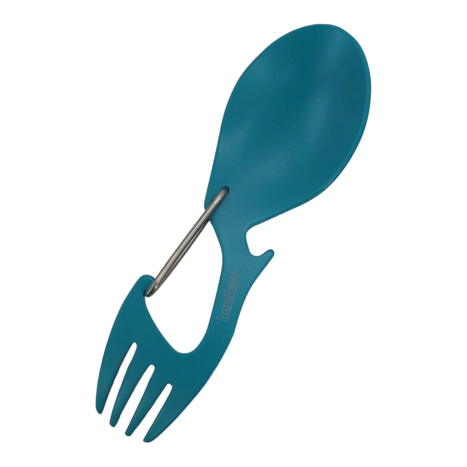 Kershaw Ration Eating Tool Teal Fork Spoon Bottle-Opener Carabiner Stainless