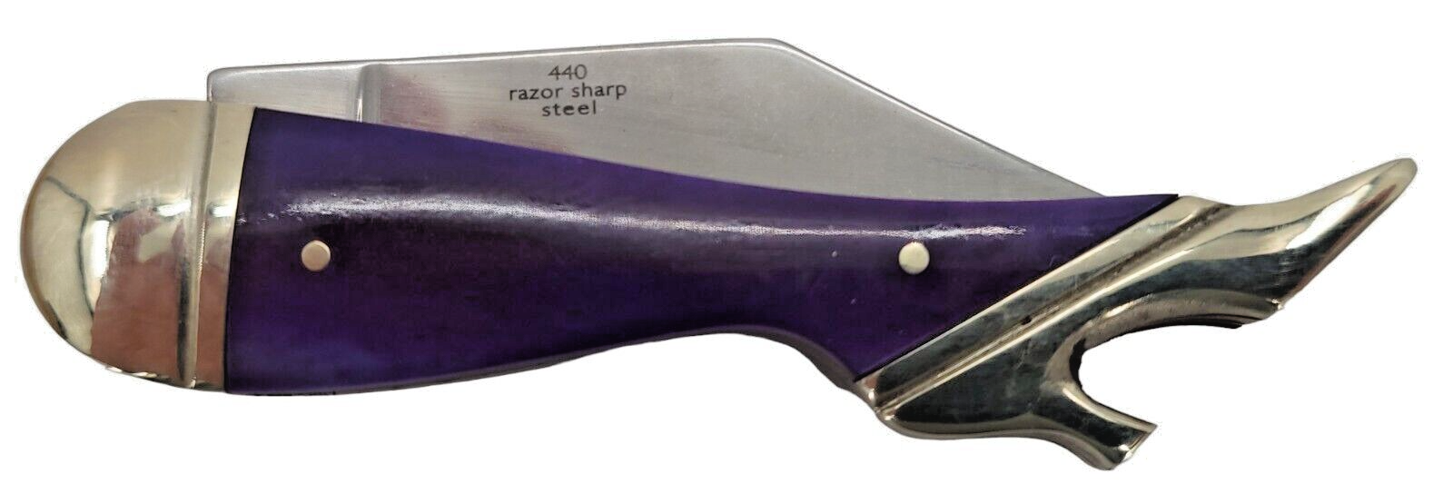 Rough Ryder Small Leg Stainless Folding Blade Purple Smooth Bone Pocket Knife