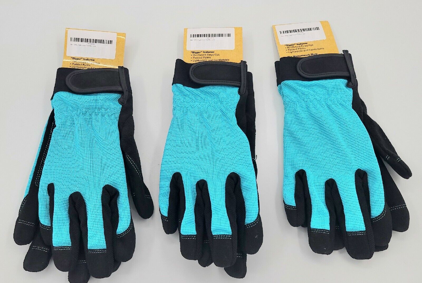 WomansWork 'The Digger' Gardening Gloves Teal Large - 3 Pair Bundle