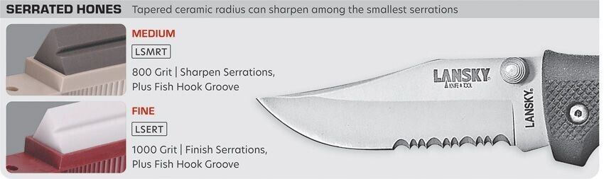 Lansky Ceramic Serrated Knife Sharpening Hone Medium Grit