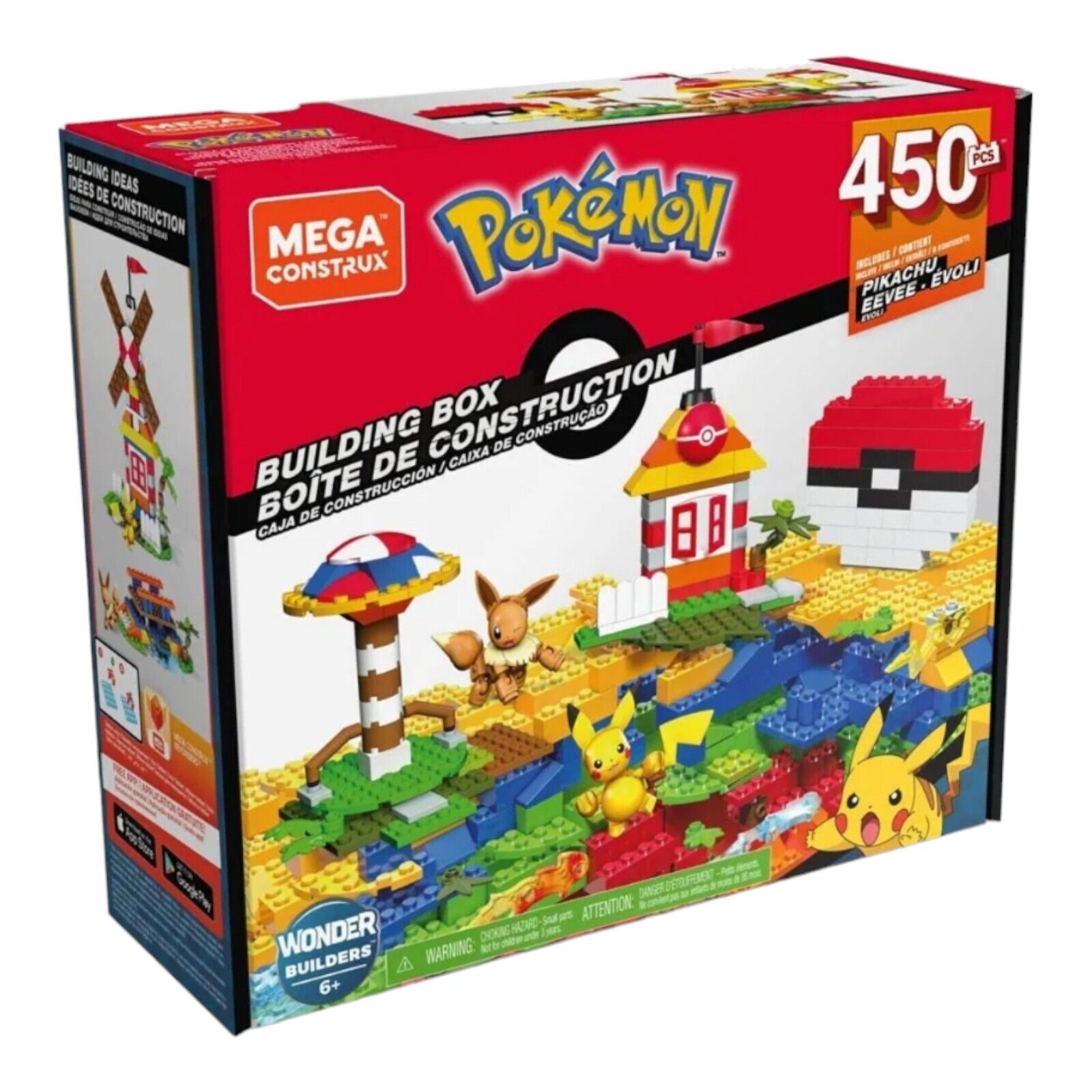 Mega Construx Pokemon Building Box Set Pikachu Eevee 450 Pieces