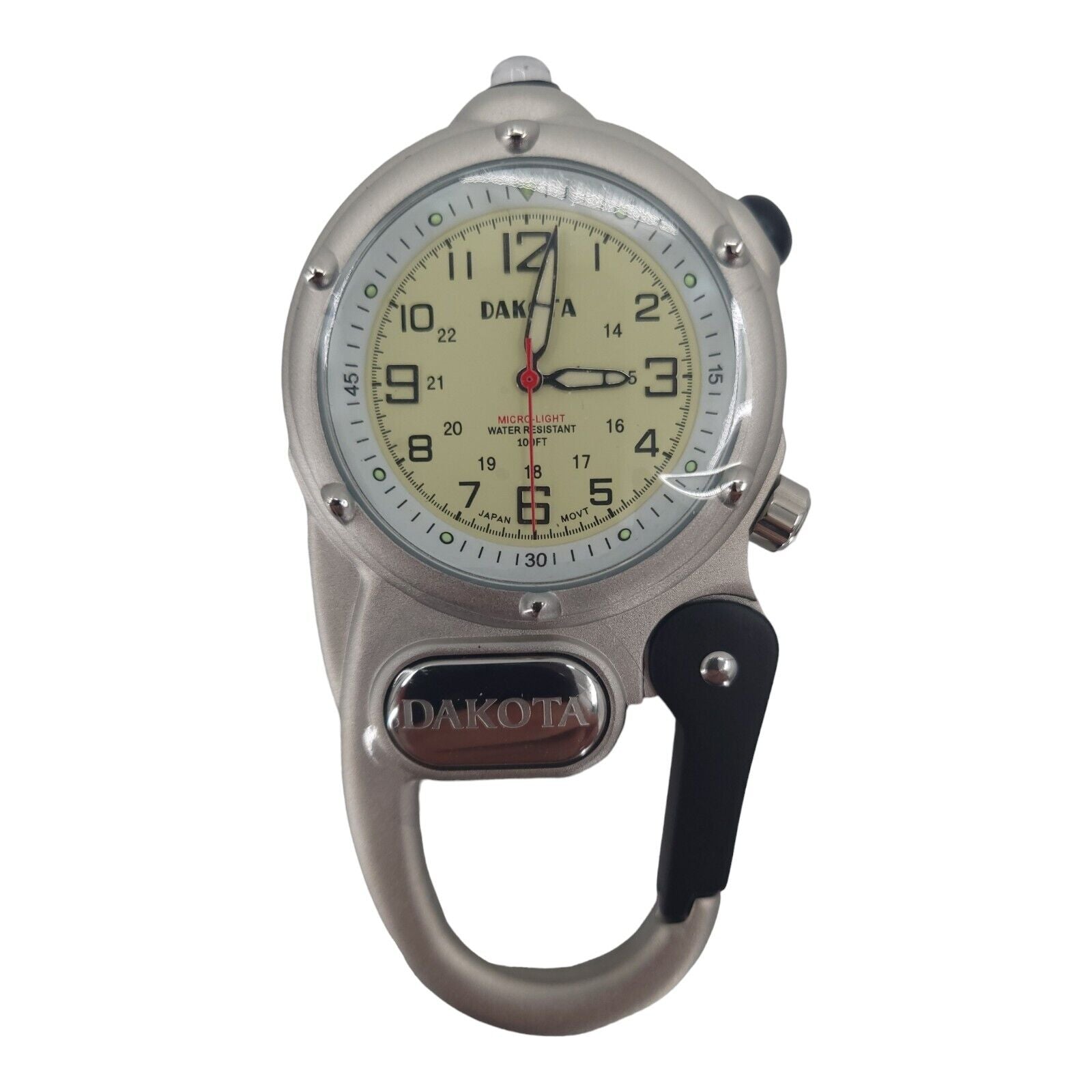 Dakota Watch Company Mini Clip Microlight Cream Dial Carabiner Clip DK3807