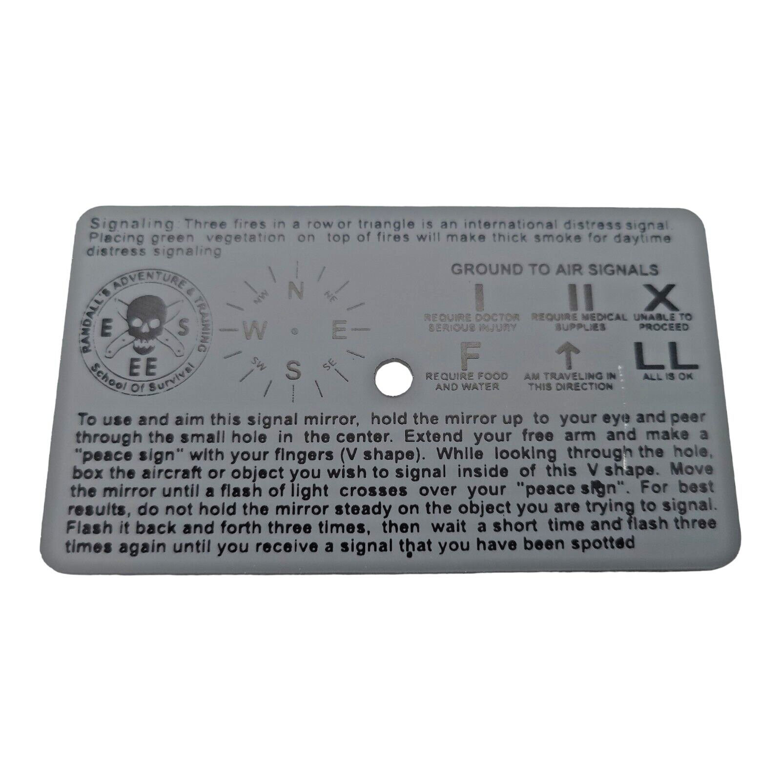 ESEE Rat Credit Card Size Signal Mirror With Instructions On Back