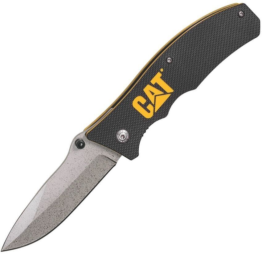 CAT 980002 Black G10 Linerlock Drop Point Folding Blade Pocket Clip Knife