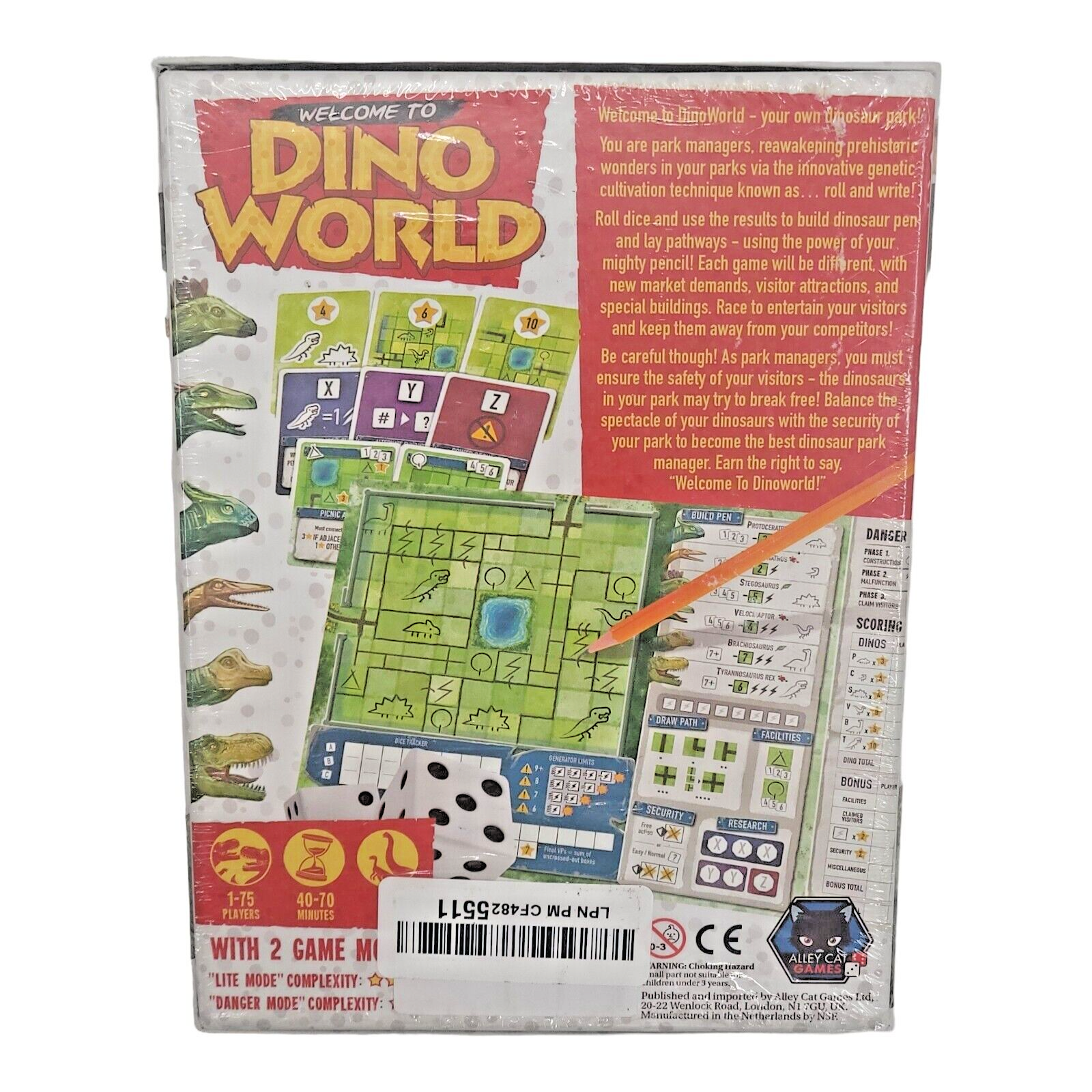 Alley Cat Games Dino World Dice Game 1 to 75 Players Age 12 and Up