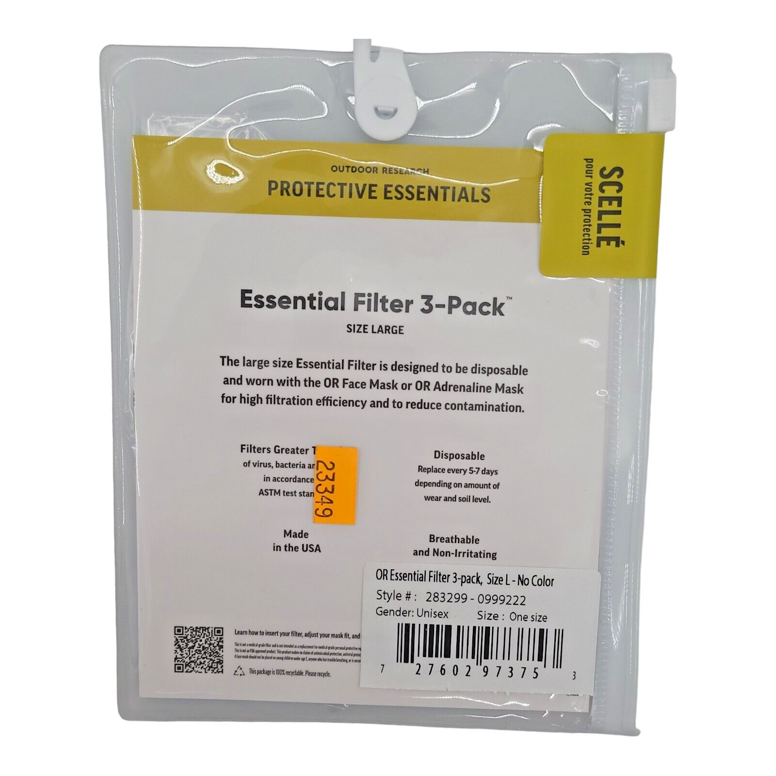 Outdoor Research Essential Face Mask Filter Kit Pack of 3 One Size White