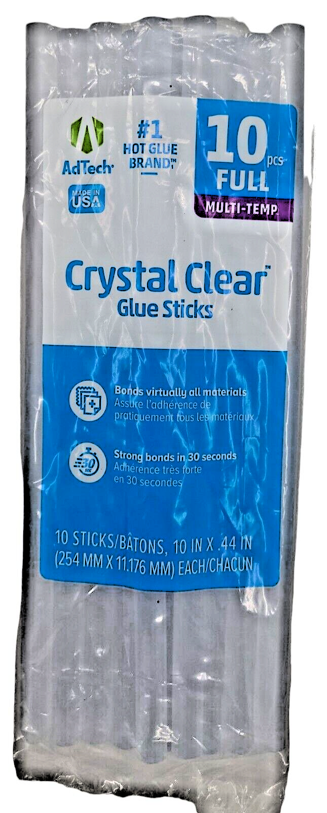 AdTech Multi Temp Clear Glue Stick 2201110 7/16 Inch x 10 Inch 10 Pack