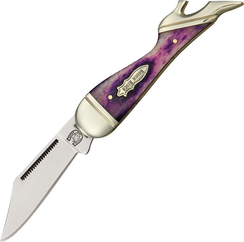 Rough Ryder Small Leg Stainless Folding Blade Purple Smooth Bone Pocket Knife