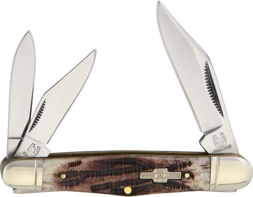 Rough Rider Stag Cow Bone Whittler Hunting Folding Knife