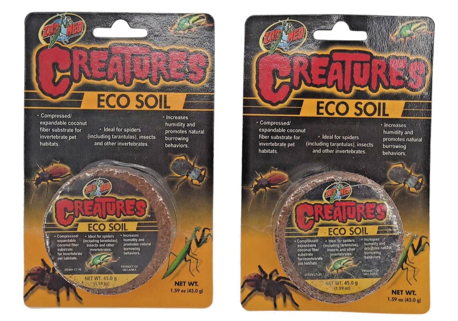 Zoo Med Creatures Eco Soil Coconut Fiber Substrate Brown 45 g Lot of 2