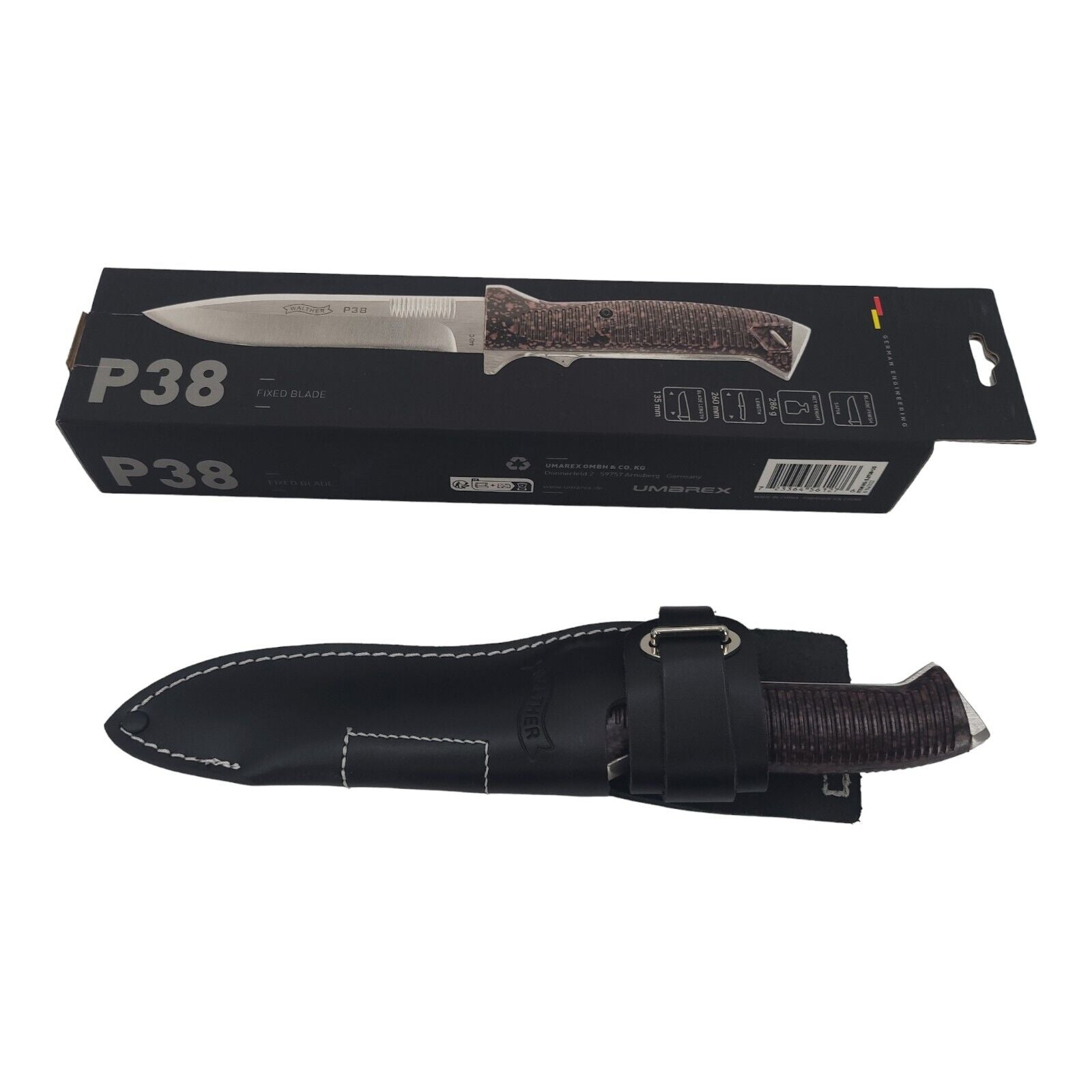 Walther P38 Fighting Knife with Leather Belt Sheath