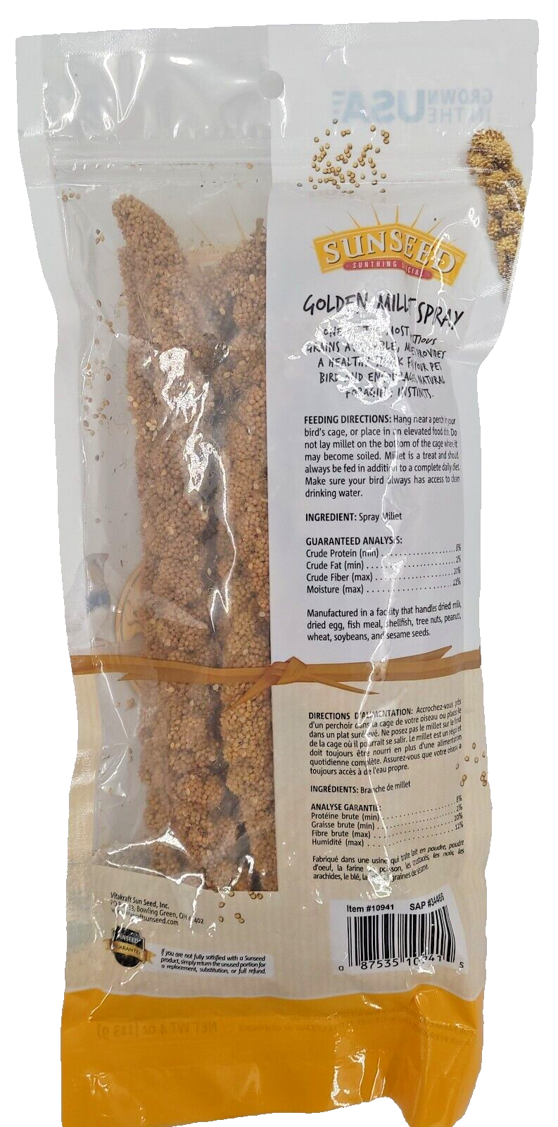 Sunseed Golden Millet Spray Natural Bird Treat Four Ounce Bag