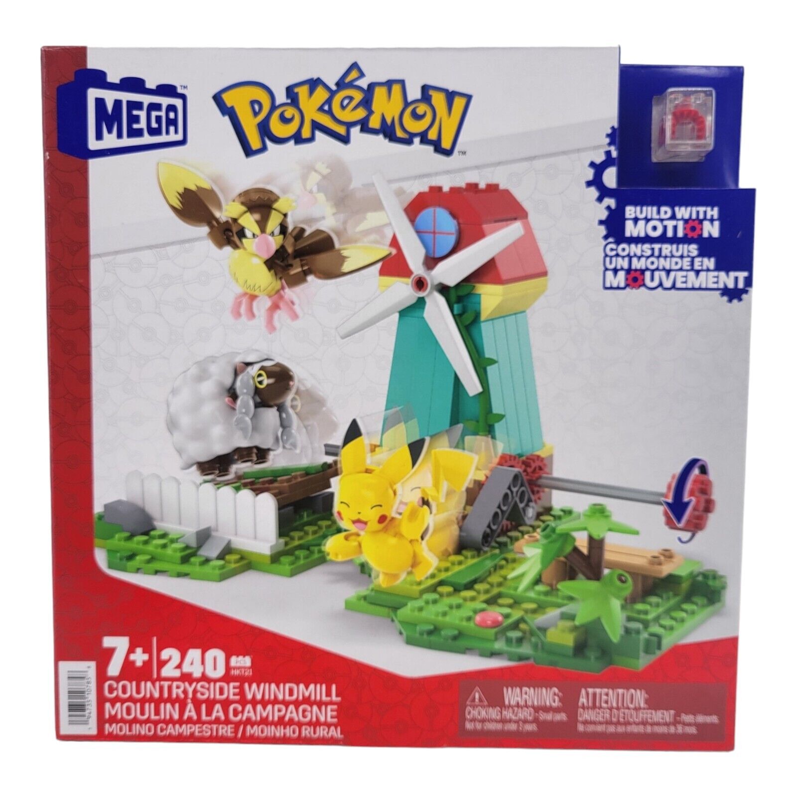 Mega Nintendo Pokemon Motion Countryside Windmill Building Toy 240 Piece Pikachu