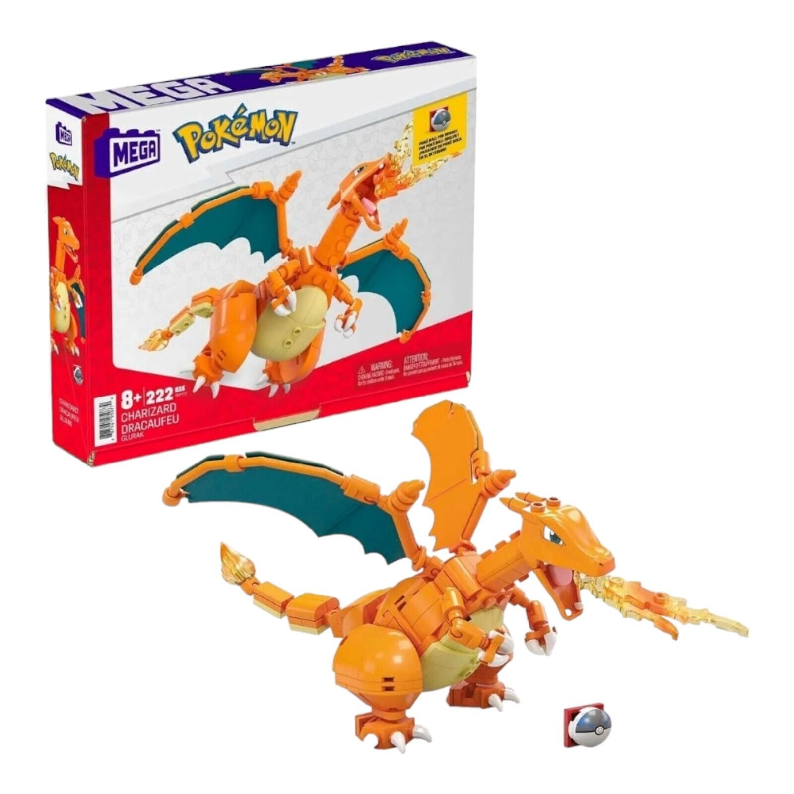 MEGA Pokemon Building Toy Kit Charizard Action Figure Building Set 222 Pieces