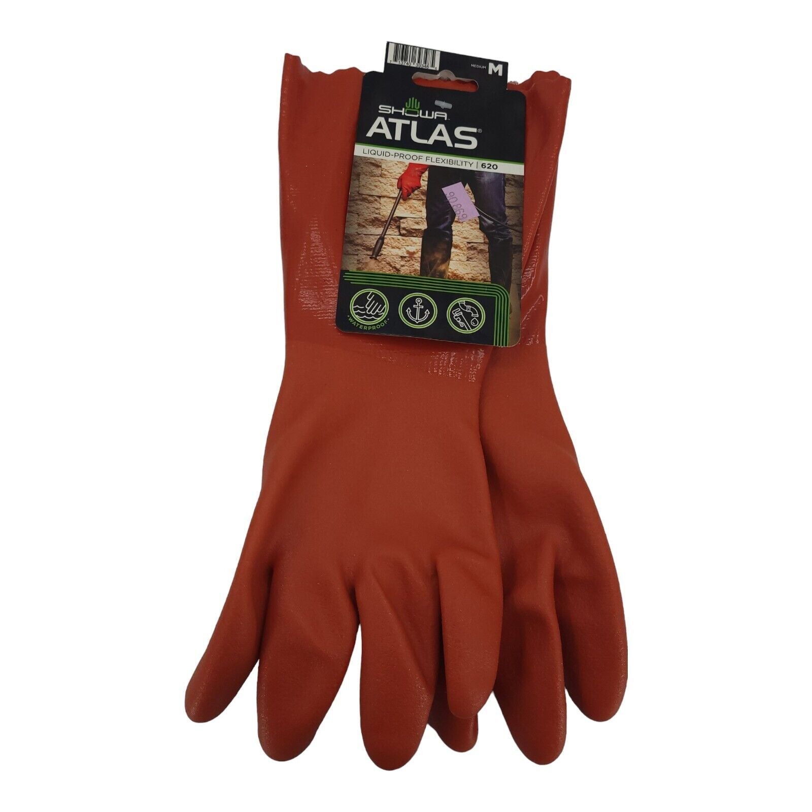 Showa Atlas Unisex Indoor/Outdoor Chemical Gloves Orange 1 pair