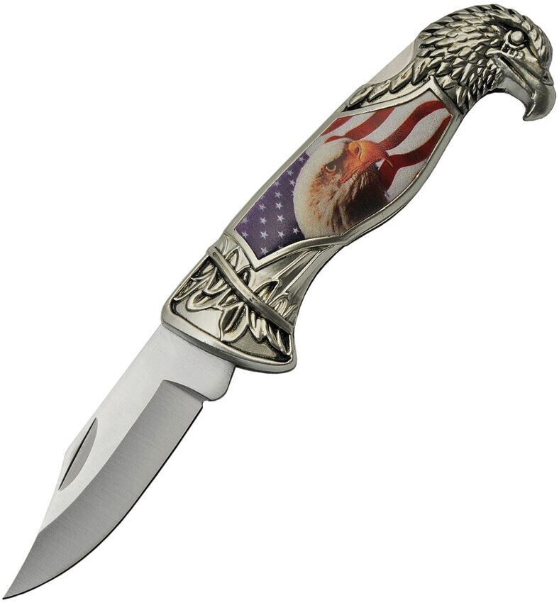 Collections Etc American Lockback Folding Knife Stainless Steel Blade