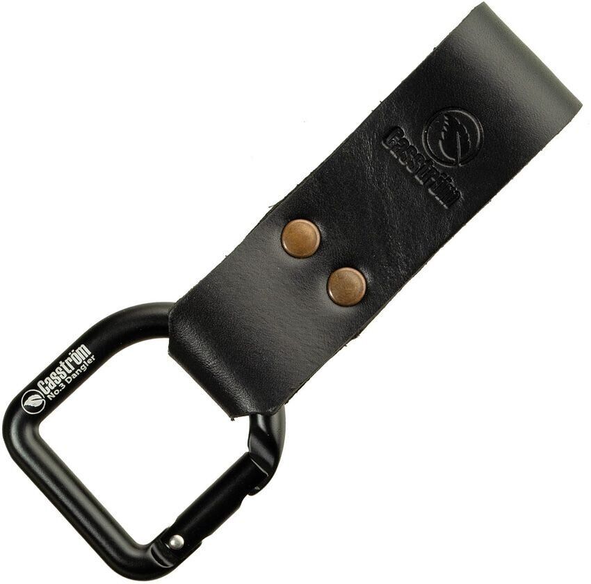 Casstrom No 3 Dangler Black Leather Belt Loop 1.38" Wide D Ring Carabiner 400 KG