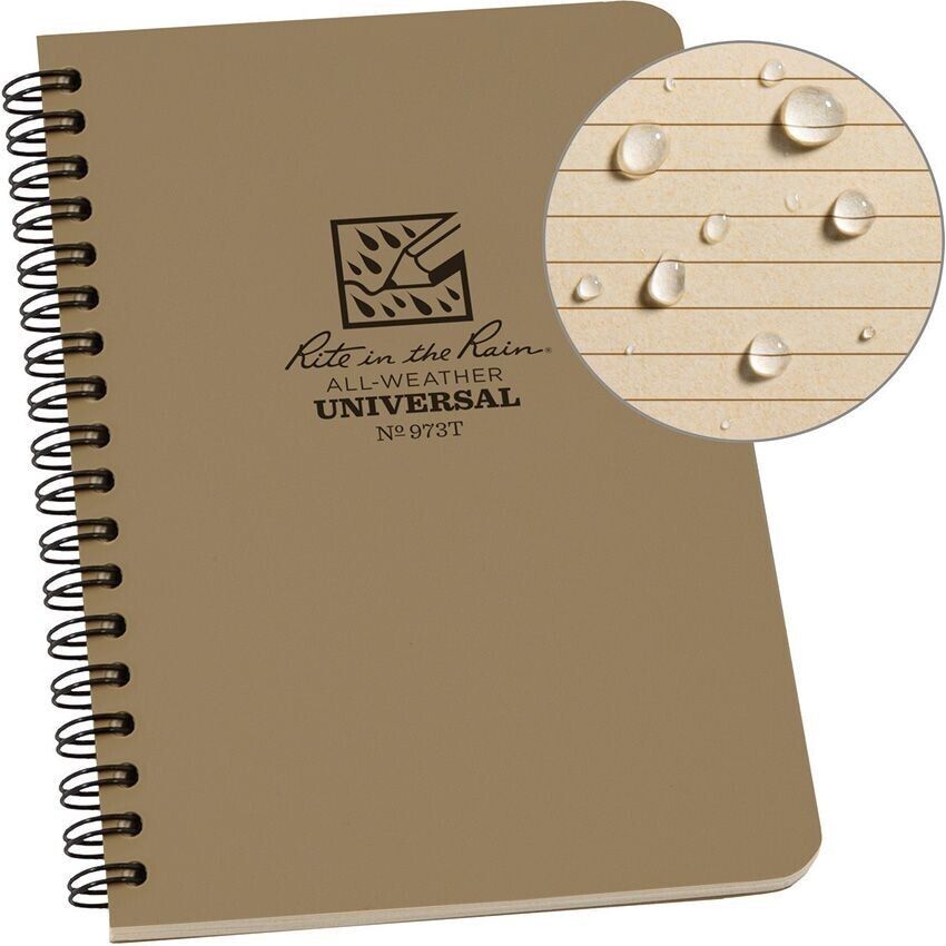 Rite In The Rain Notebook Side Spiral Binding Weatherproof Polydura Tan 973T