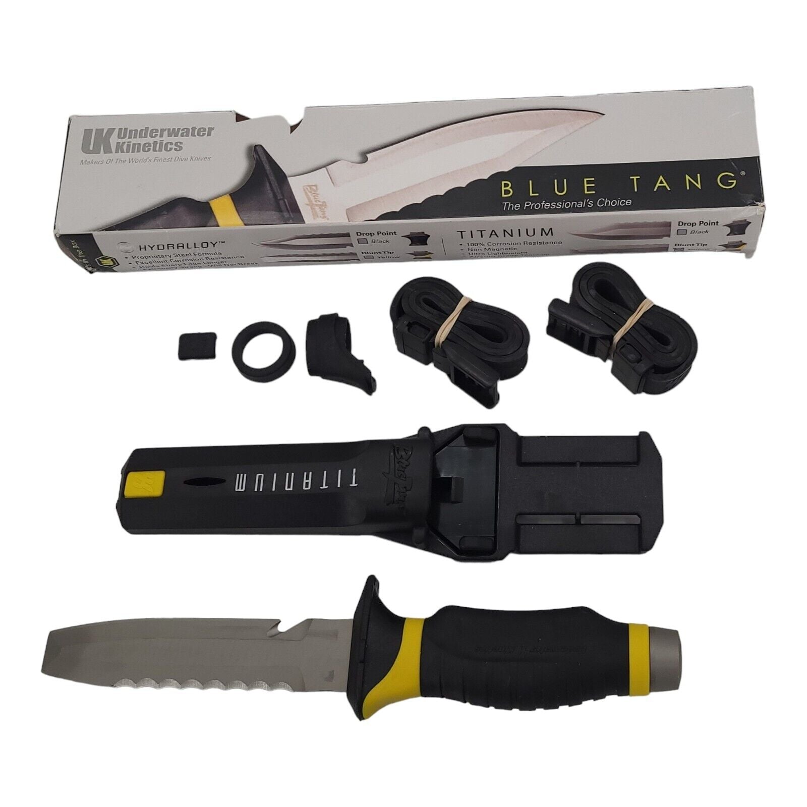 Underwater Kinetics Blue Tang Titanium Fixed Blade Dive Knife and Sheath