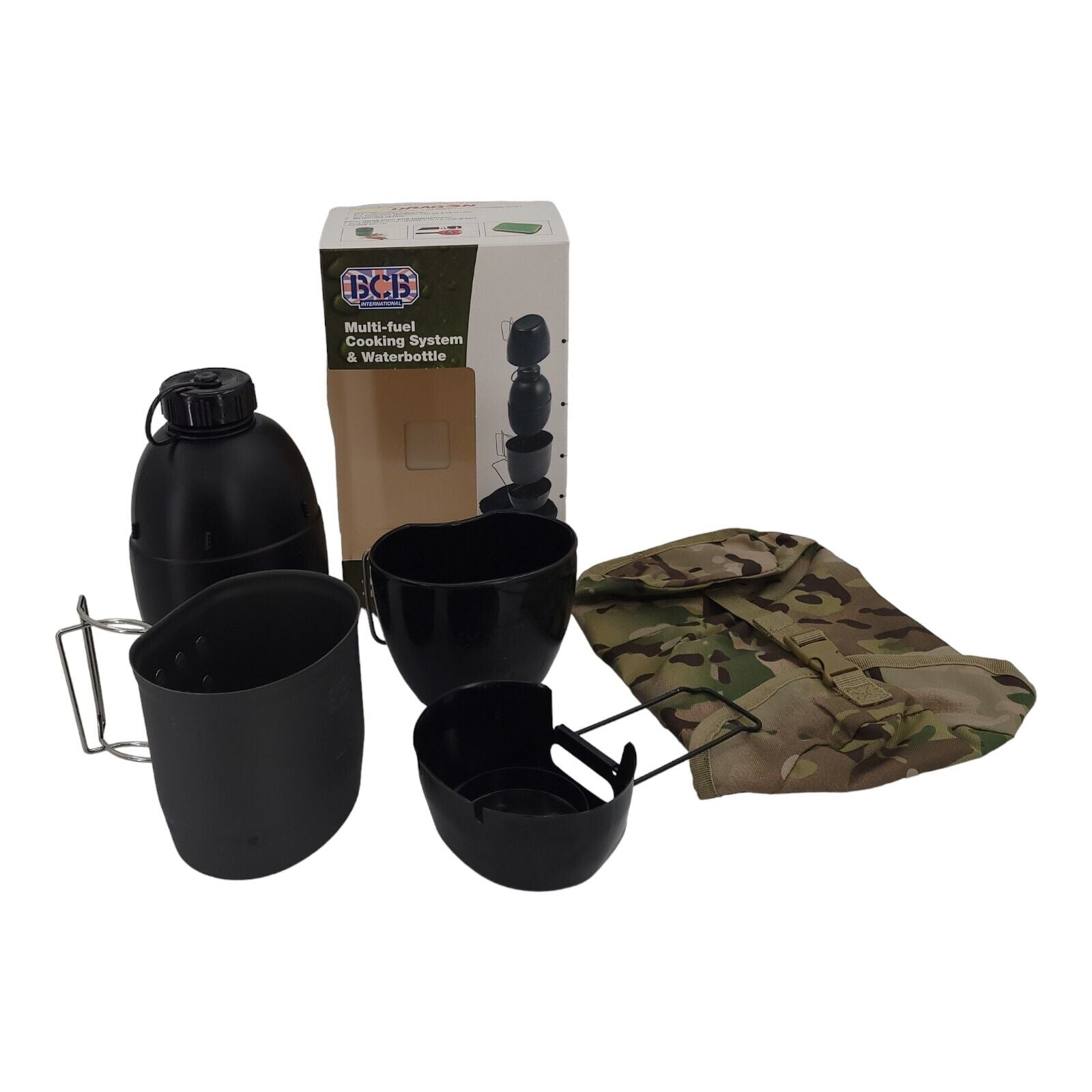 Bushcraft Dragon Multi-Fuel Cooking System Camo With Water Bottle NATO Approved