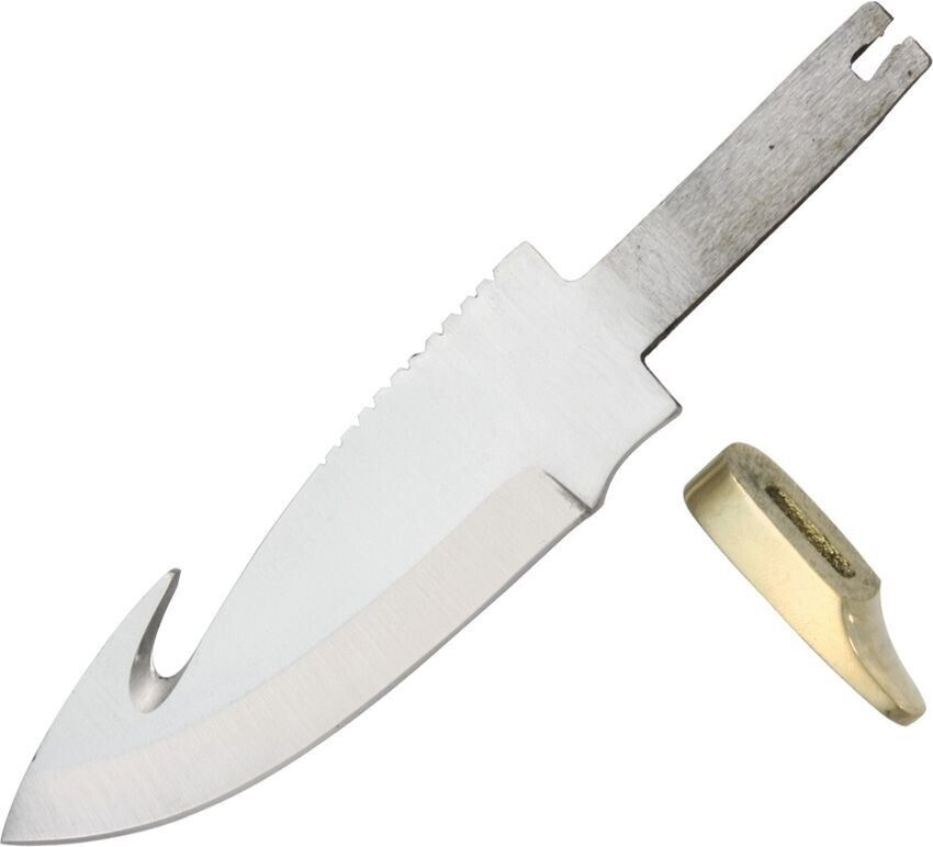 Knifemaking 4" Guthook Knife Blade with Brass Guard