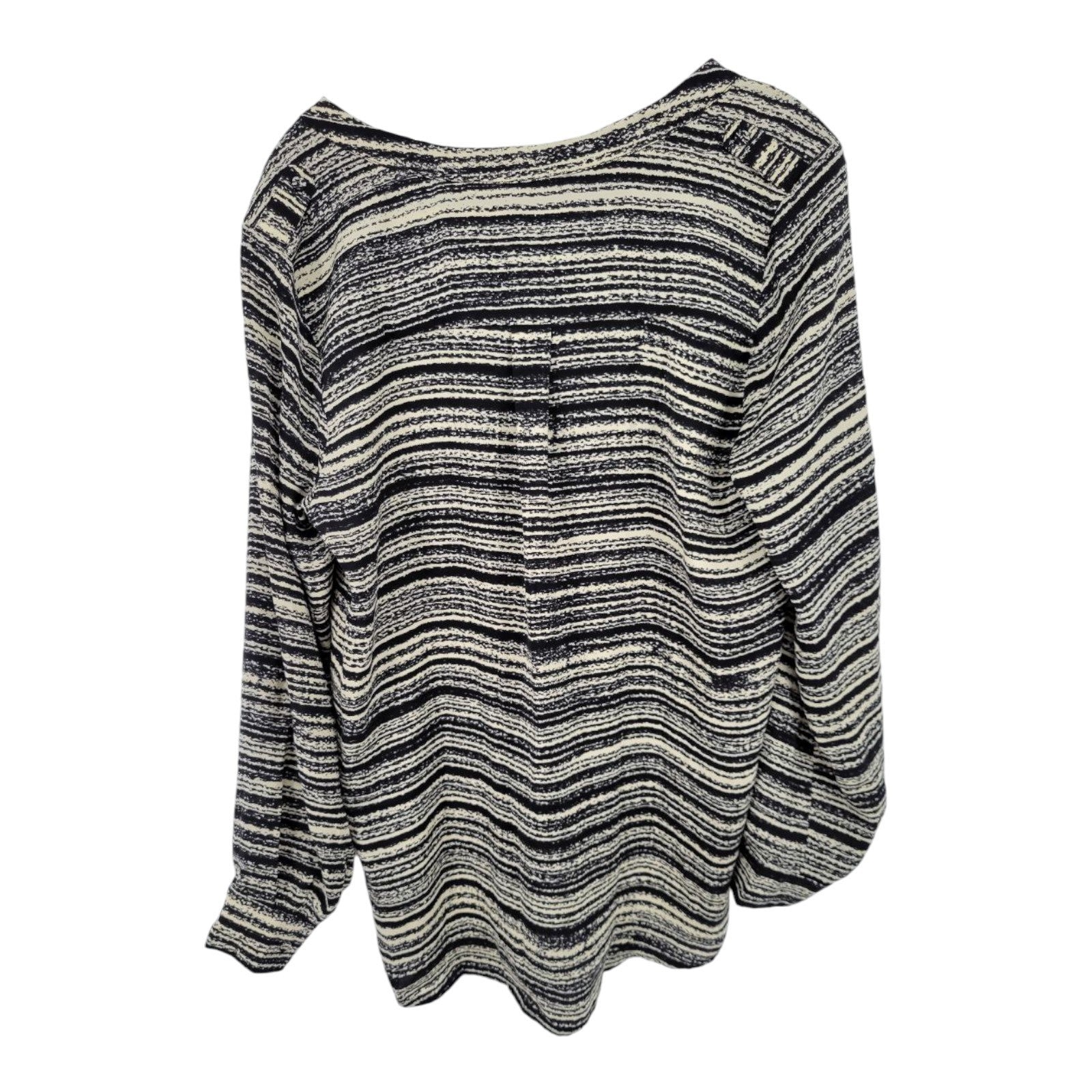 Collective Concepts Womens Split Neck Tunic Top Striped Long Sleeve Size L