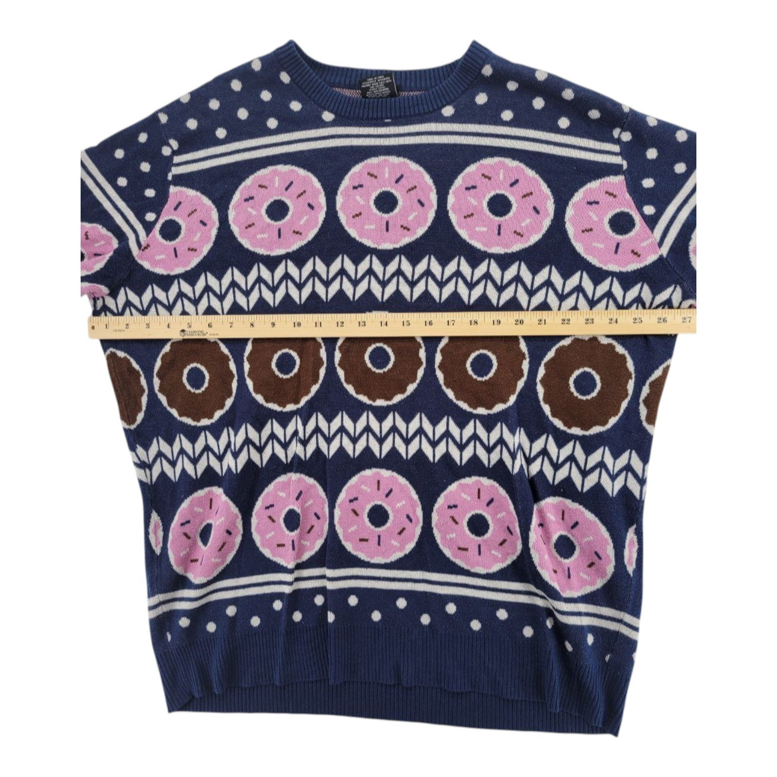 Bioworld Men's Blue Pink Donut Print Knit Novelty Pullover Sweater 3XLB