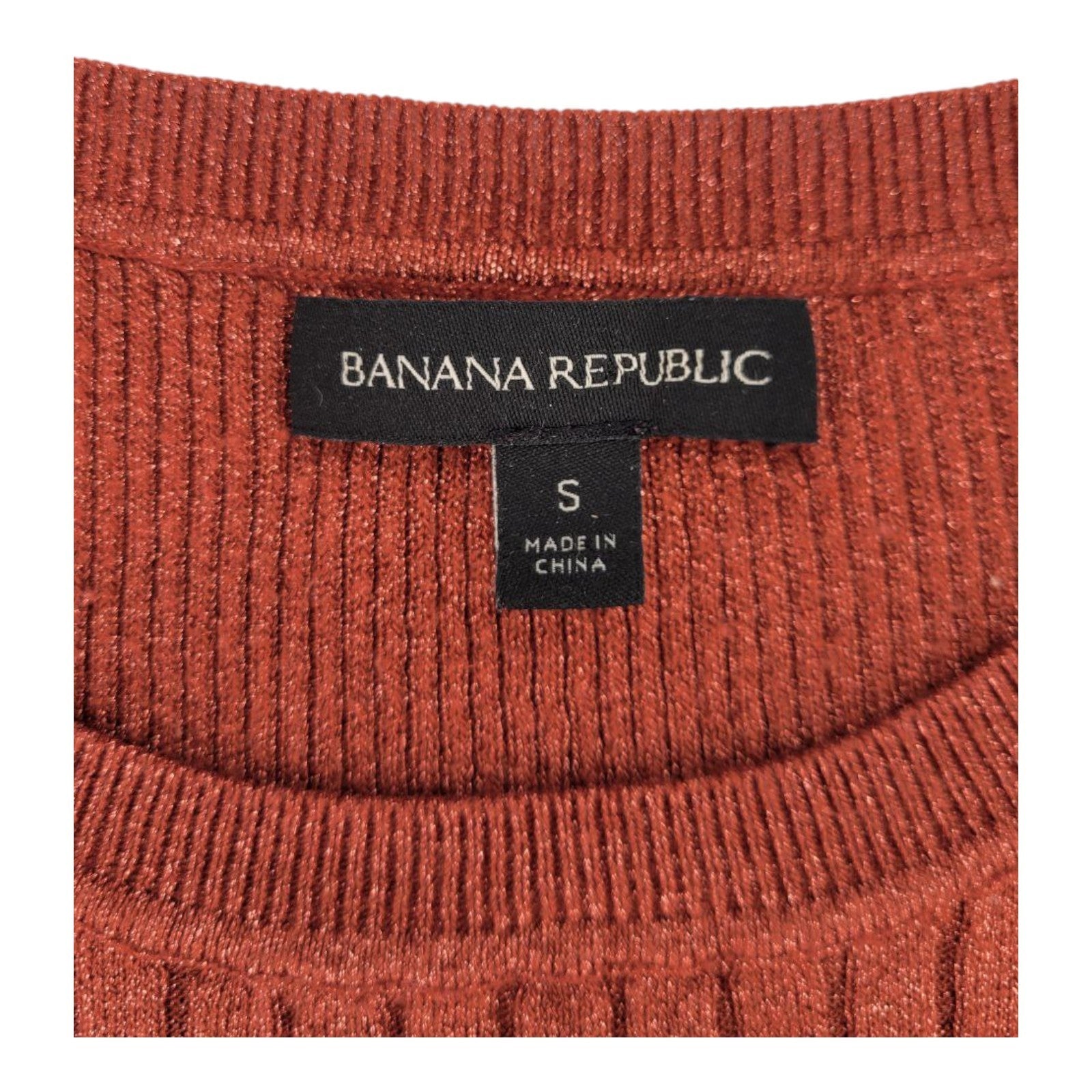 Banana Republic Womens Sleeveless Ribbed Sweater Top Rust Red Size S
