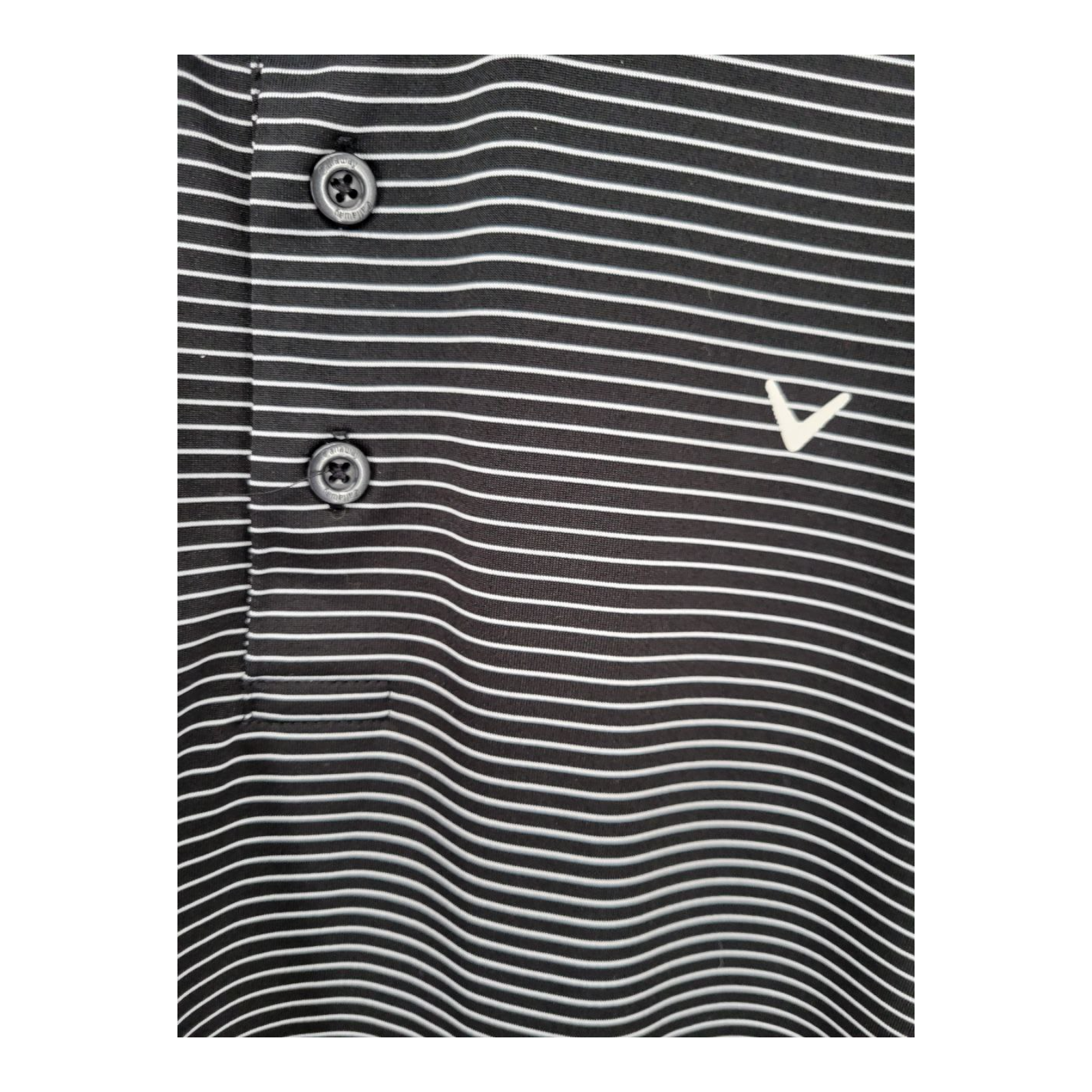 Callaway Opti Dri Polo Black White Stripe Golf Activewear Mens Shirt XL