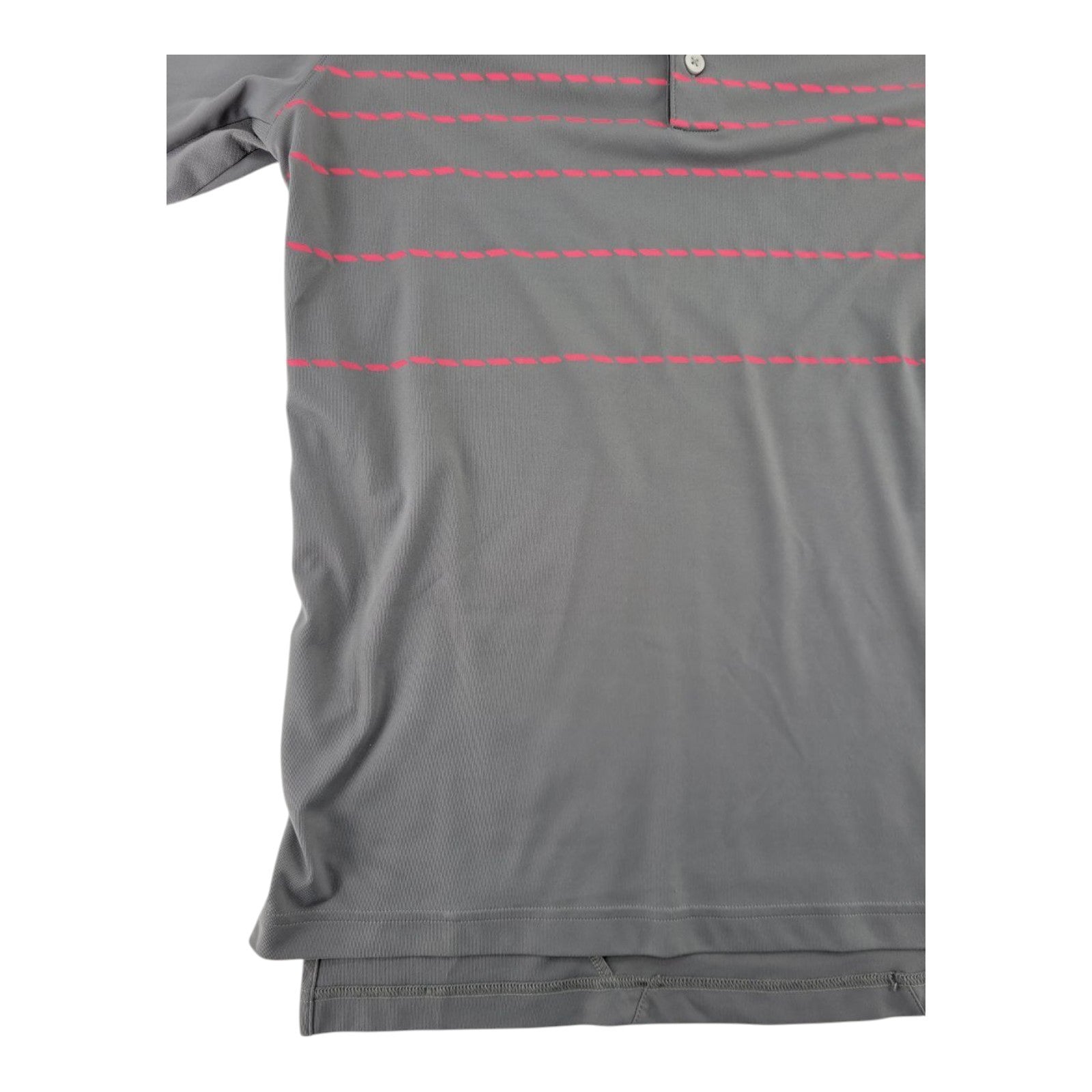 Adidas Golf ClimaCool Gray Pink Striped Short Sleeve Polo Shirt Mens Size M