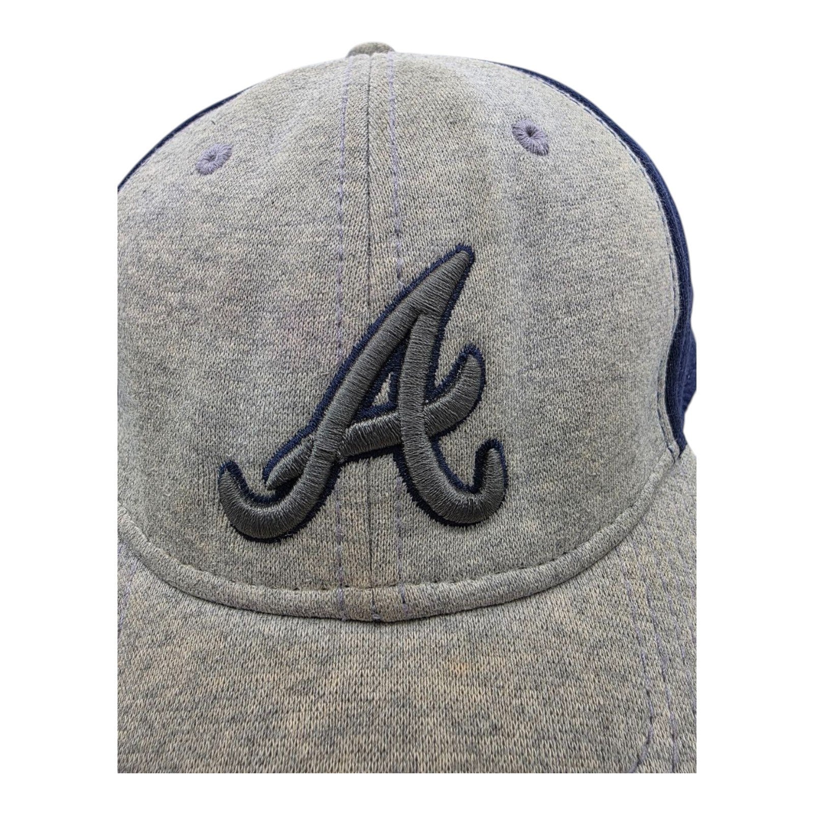 New Era Atlanta Braves MLB A-Flex Fitted Baseball Cap Gray Navy Size M-L
