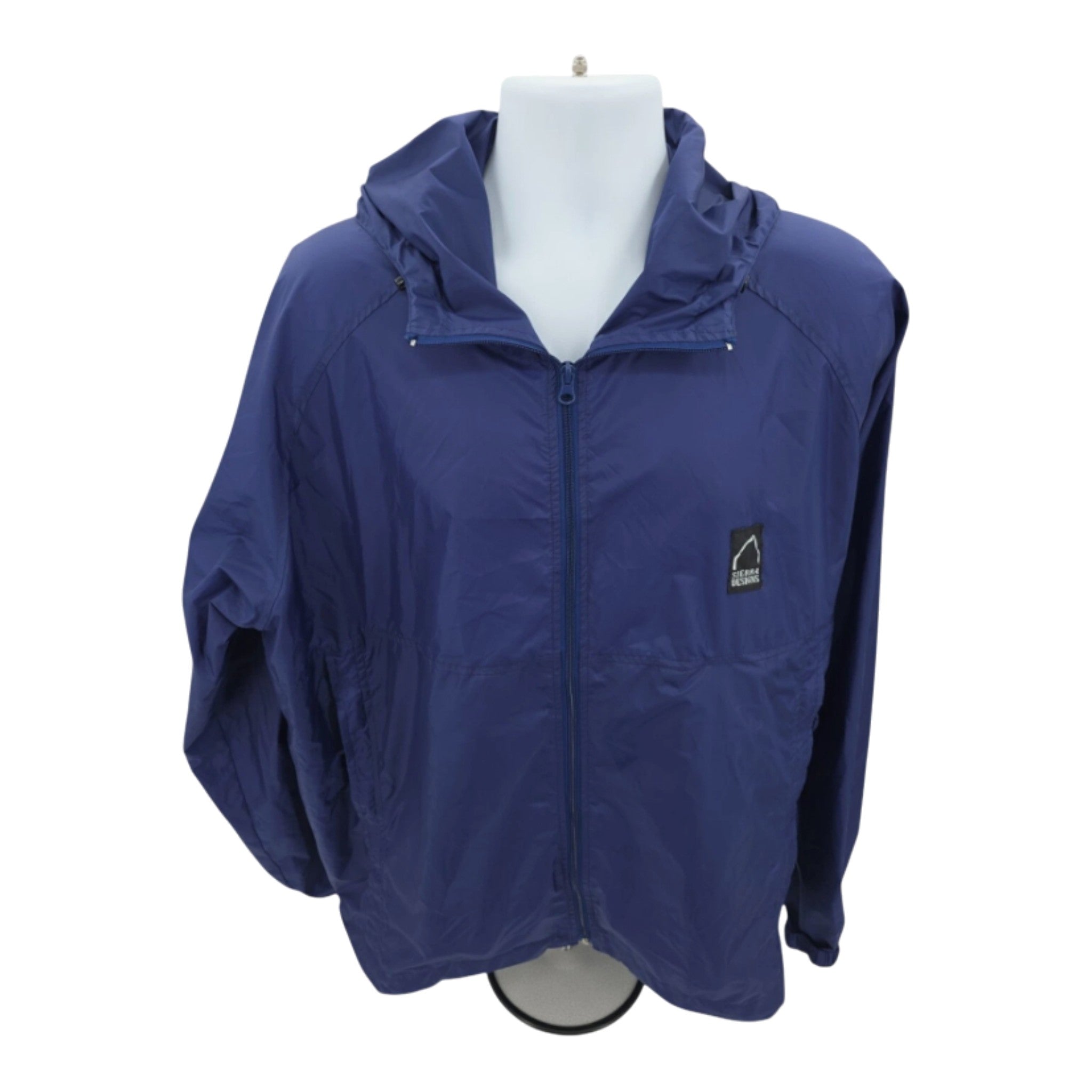 Sierra Designs Blue Nylon Hooded Zippered Golf Rain Jacket Size XXL