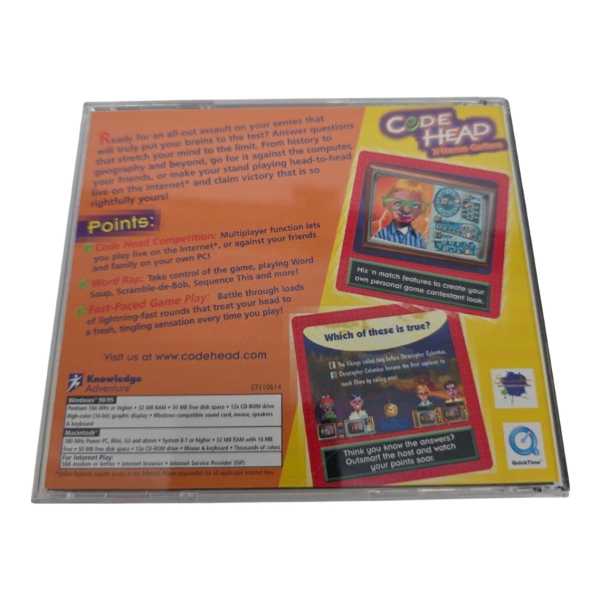 Code Head X-Treme Culture PC CD-ROM Game Knowledge Adventure Windows Macintosh