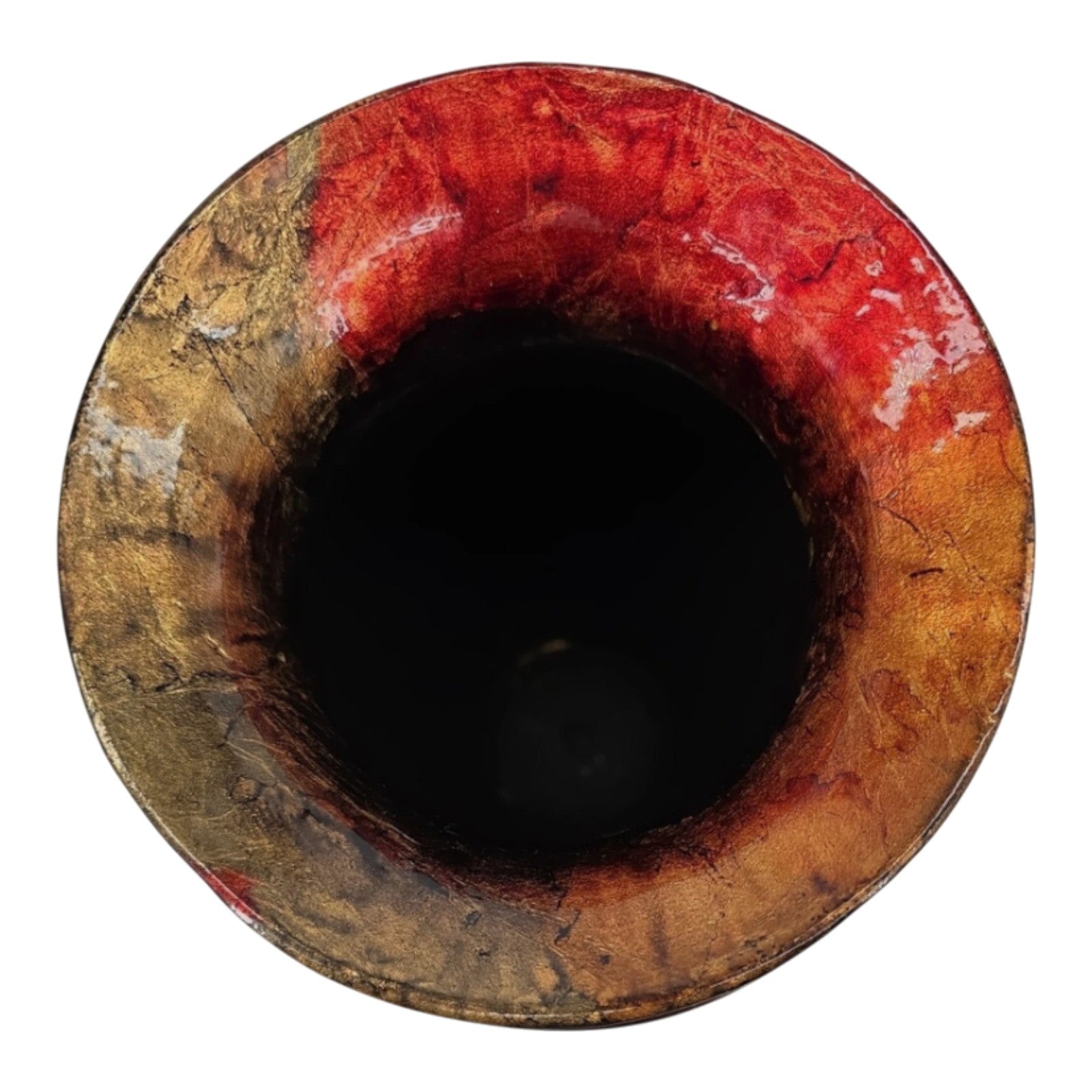 Traditional Bohemian Decorative Round Tapered Glazed Ceramic Vase 21 x 9 in