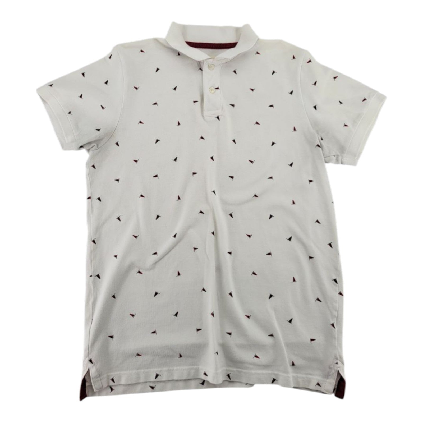 Aeropostale Mens White Nautical Printed Polo Shirt Short Sleeve Casual Size L