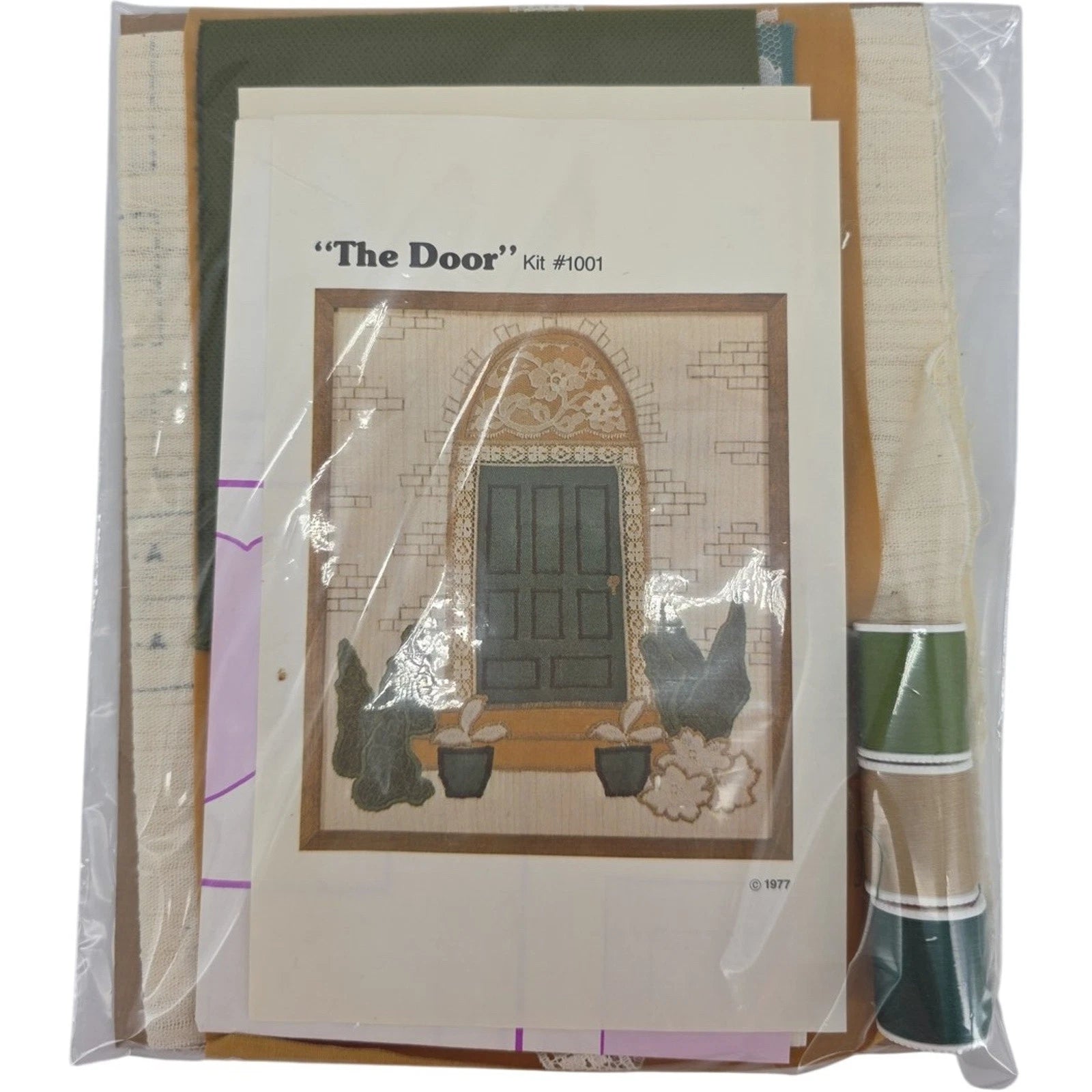 1977 The Door Fabric Art Kit #1001 Complete Appliqué and Embroidery Craft Set