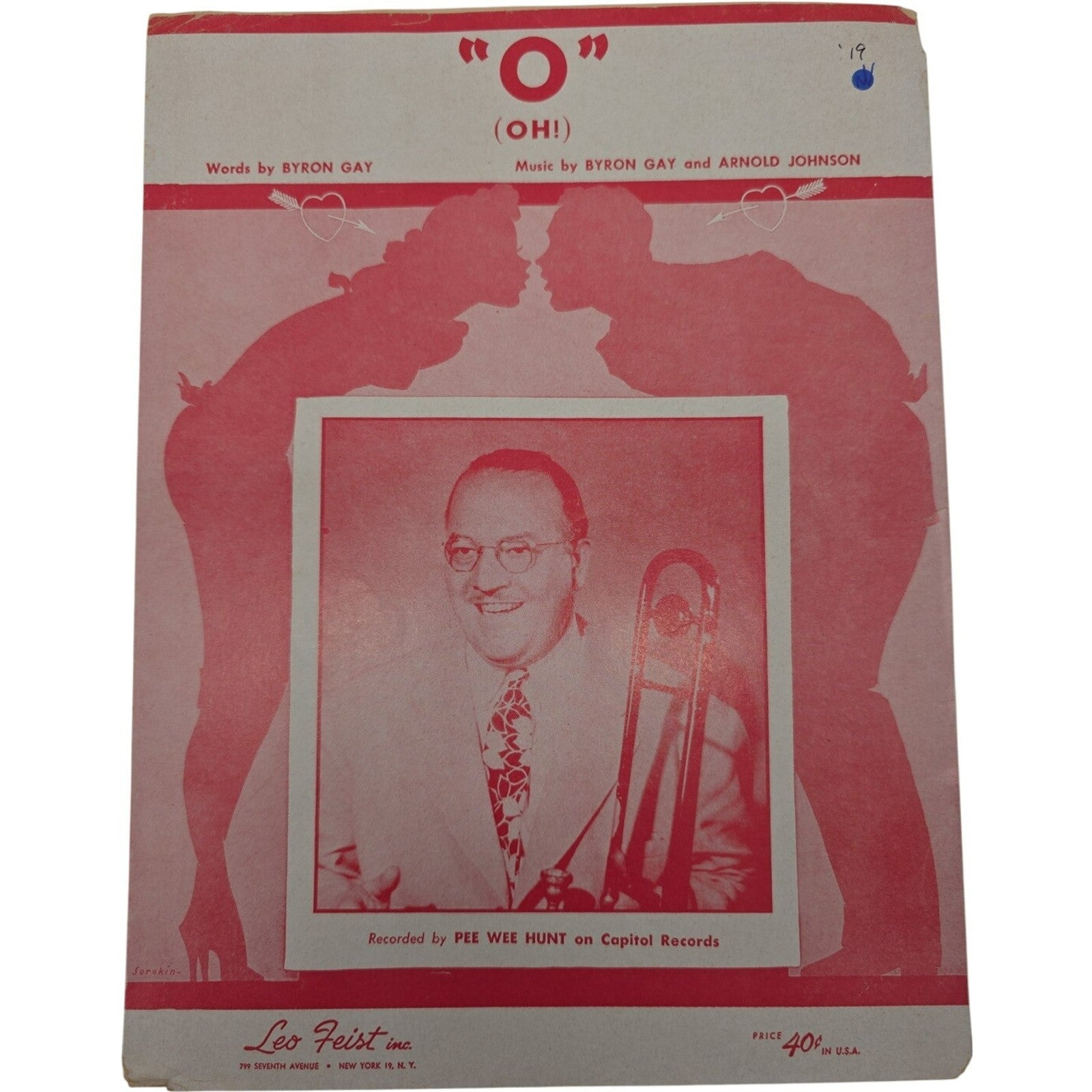 Vintage Sheet Music Leo Feist Inc. 1953 O OH! By Bryon Gay & Arnold Johnson