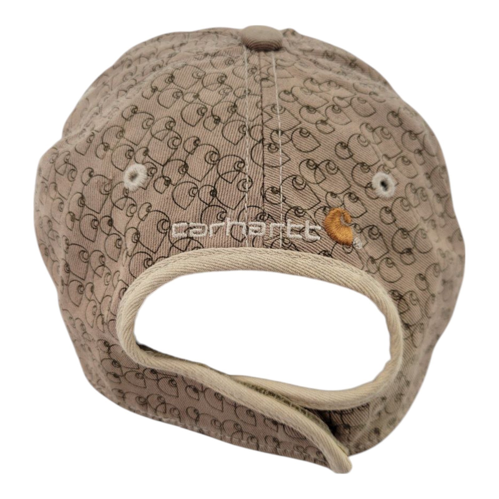 Carhartt Tan Logo Print Baseball Cap Adjustable Strapback Workwear Hat One Size