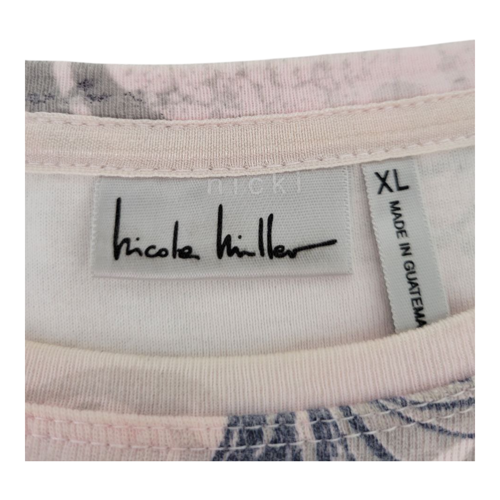 Nicole Miller Le Bistro de Marlene Pink Paris Print Top Blouse XL Long Sleeve