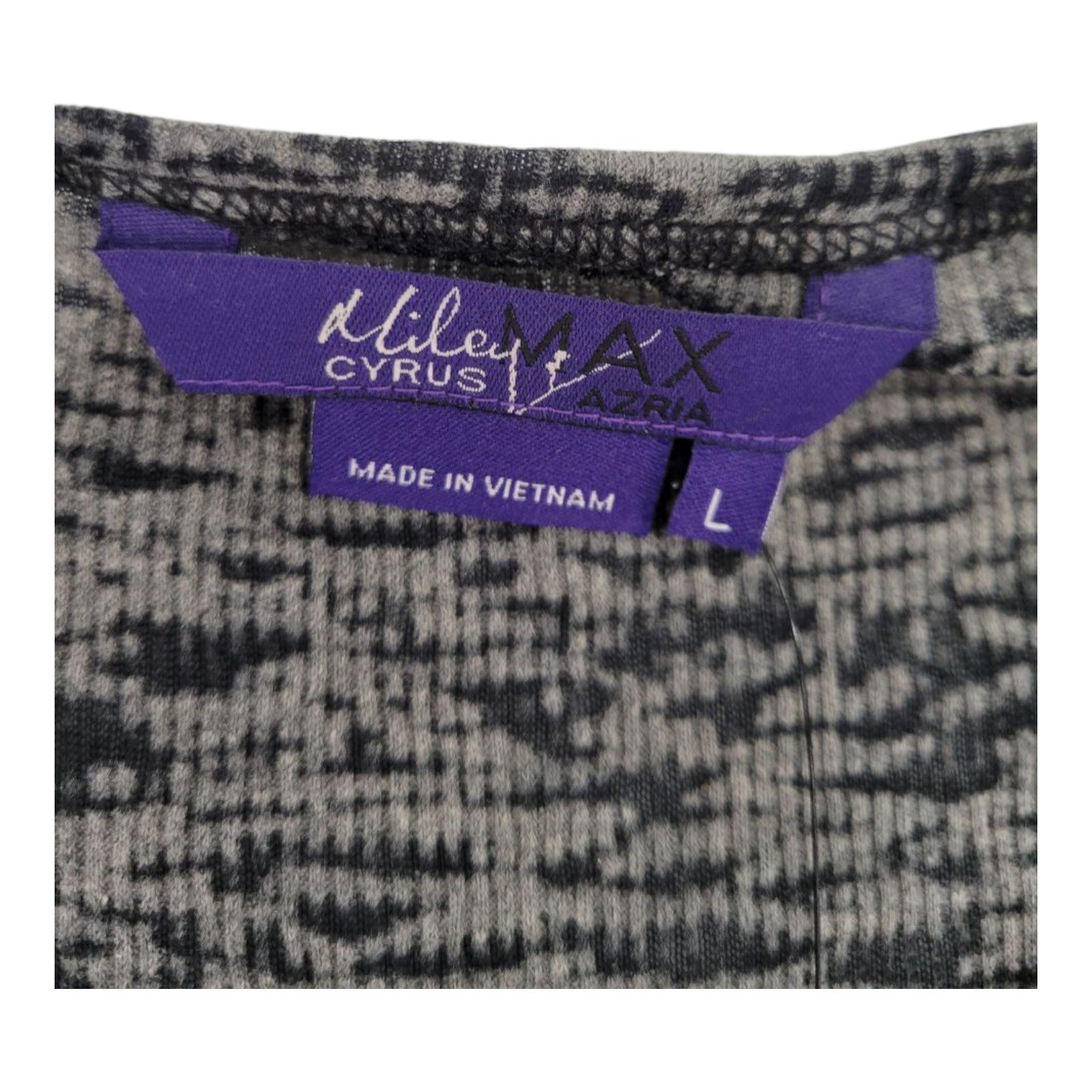 Miley Cyrus Max Azria Women's Zig Zag Burnout Top L Long Sleeve Crew Neck