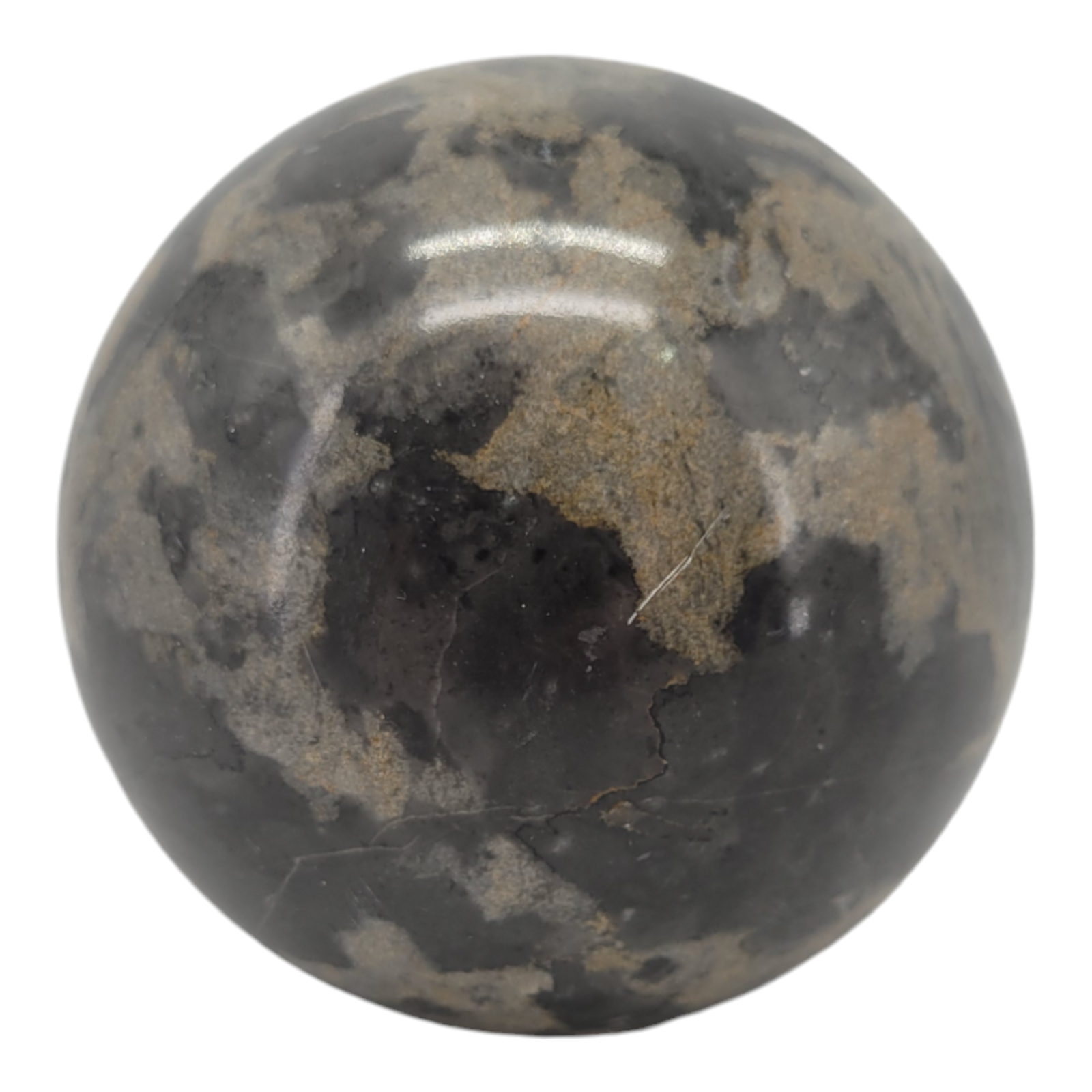 Vintage Stone Sphere Ball Orb 3" Granite Marble Heavy Glossy Polished