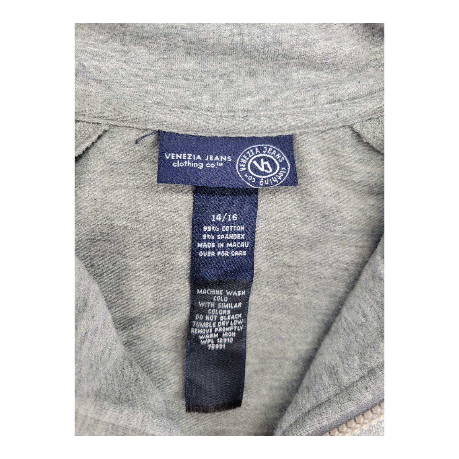 Venezia Jeans Women's Gray Zip Jacket Short Sleeve Cotton Blend Size 14/16