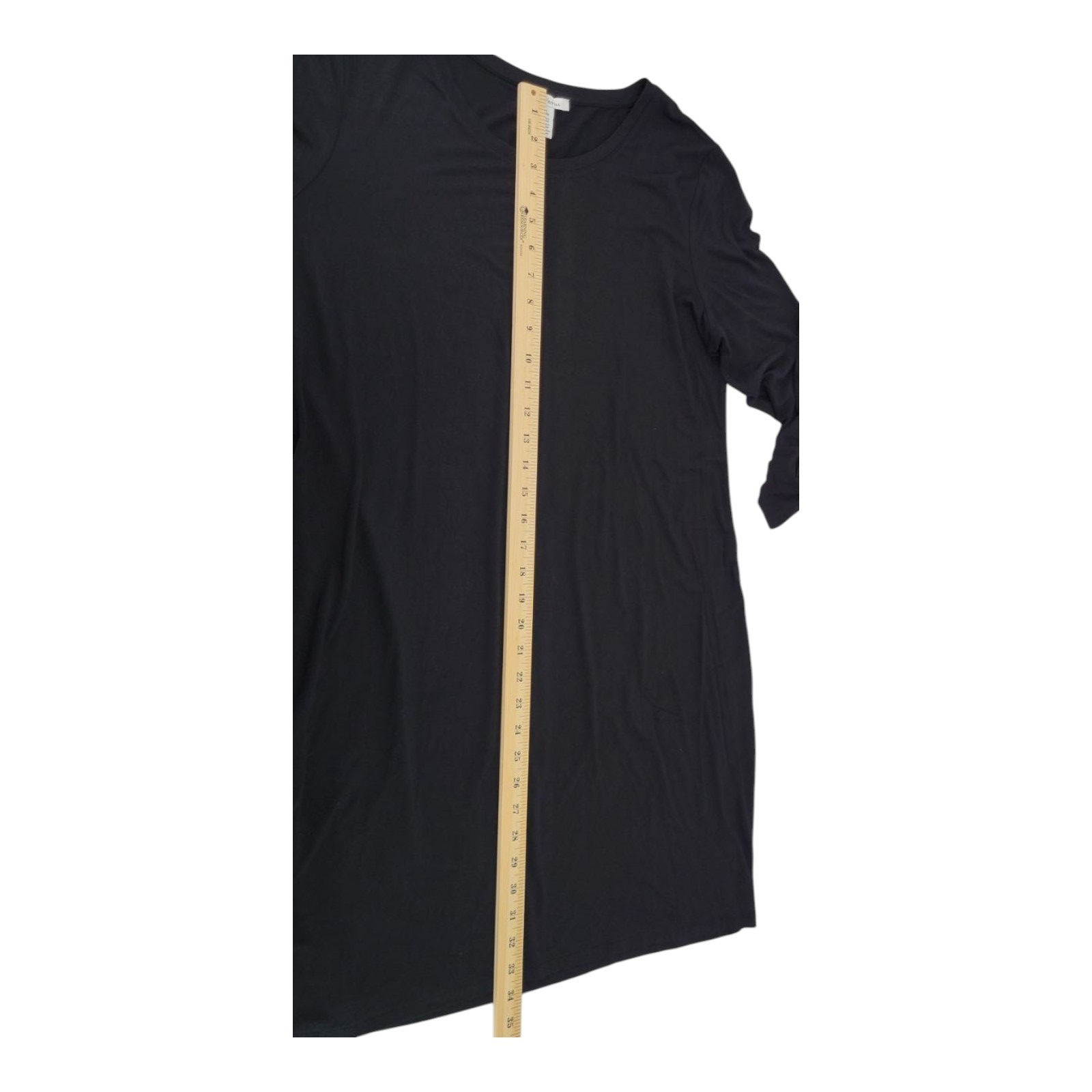 Daily Ritual Women's Black Midi Dress 3/4 Sleeve Soft Stretch Pullover XL